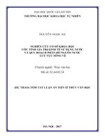NGHIÊN cứu cơ sở KHOA học ước TÍNH GIÁ TRỊ KINH tế sử DỤNG nước và QUY HOẠCH PHÂN bổ NGUỒN nước lưu vực SÔNG vệ TT 