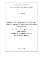 ĐÁNH GIÁ THIỆT hại KINH tế của nước BIỂN DÂNG đến HIỆU QUẢ sử DỤNG đất NÔNG NGHIỆP TỈNH NAM ĐỊNH TT 