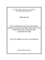 Nâng cao hiệu quả quản lý hoạt động đánh giá, xếp loại GV THCS huyện Hữu Lũng tỉnh Lạng Sơn giai đoạn 20152020