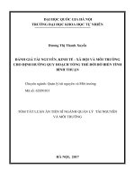 ĐÁNH GIÁ tài NGUYÊN, KINH tế   xã hội và môi TRƢỜNG CHO ĐỊNH HƢỚNG QUY HOẠCH TỔNG THỂ đới bờ BIỂN TỈNH BÌNH THUẬN TT 