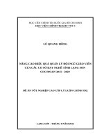 Nâng cao hiệu quả quản lý đội ngũ giáo viên của các cơ sở dạy nghề tỉnh Lạng Sơn trong giai đoạn 20152020