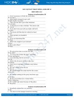 bài tập ngữ pháp tiếng anh biến đổi câu 12 có đáp án