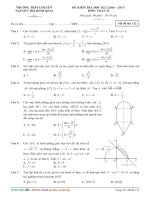 Đề thi HK2 Toán 12 năm học 2016 - 2017 trường THPT chuyên Nguyễn Thị Minh Khai - Sóc Trăng - TOANMATH.com