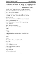 Đề thi học kì 2 môn Khoa học lớp 4 Phòng GD&ĐT Dầu Tiếng, Bình Dương năm học 2016 - 2017