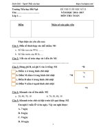 Đề thi học kì 2 môn Toán lớp 1 trường Tiểu học Đồi Ngô, Bắc Giang năm học 2016 - 2017