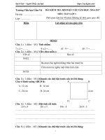 Đề thi học kì 2 môn Toán lớp 3 trường tiểu học Cẩm Vũ, Hải Dương năm 2016 - 2017