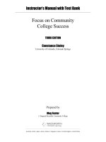 FOCUS on community college success 3rd edition constance staley test bank 