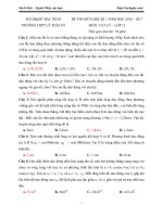 Đề thi giữa học kì 1 môn Vật lý lớp 12 trường THPT Lý Thái Tổ, năm học 2016 - 2017