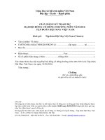 Mẫu phiếu đăng ký tham dự Đại hội đồng cổ đông thường niên năm 2015