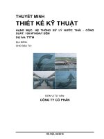 THUYẾT MINH THIẾT KẾ KỸ THUẬT HẠNG MỤC HỆ THỐNG XỬ LÝ NƯỚC THẢI  CÔNG SUẤT: 100 M3NGÀY ĐÊM DỰ ÁN TTTM