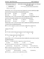 Đề thi thử THPT Quốc gia năm 2017 môn Tiếng Anh - Đề 9 (Có đáp án)