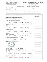 Kiem tra giua ki II  lop 3  mon Toan