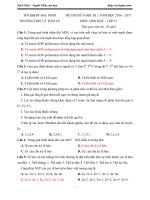 Đề thi giữa học kì 1 môn Sinh học lớp 12 trường THPT Lý Thái Tổ, Bắc Ninh năm học 2016 - 2017