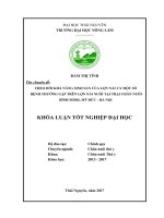 Theo dõi khả năng sinh sản của lợn nái và một số bệnh thường gặp trên lợn nái nuôi tại trại chăn nuôi bình minh, mỹ đức   hà nội 