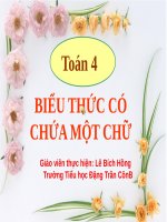 Biểu thức có chứa một chữ   toán 4 
