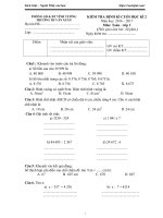 Đề thi học kì 2 môn Toán lớp 3 trường tiểu học Vân Xuân, Vĩnh Phúc năm 2016 - 2017