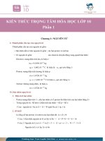 Tóm tắt kiếm thức trọng tâm Hóa Học 10