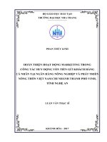 Hoàn thiện hoạt động marketing trong công tác huy động vốn tiền gửi khách hàng cá nhân tại ngân hàng nông nghiệp và phát triển nông thôn việt nam, chi nhánh thành phố vinh, tỉnh nghệ an 