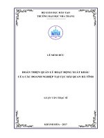 Hoàn thiện quản lý hoạt động xuất khẩu của các doanh nghiệp tại cục hải quan hà tĩnh 