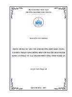 Phân tích các yếu tố ảnh hưởng đến khả năng tái hòa nhập cộng đồng đối với người chấp hành xong án phạt tù tại thành phố vinh, tỉnh nghệ an 