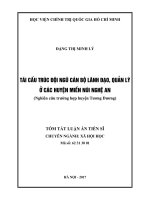 Tái cấu trúc đội ngũ cán bộ lãnh đạo, quản lý ở các huyện miền núi nghệ an (nghiên cứu trường hợp huyện tương dương) (tt) 
