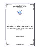 Tác động của áp dụng tiêu chuẩn VietGAP đối với hiệu quả kinh tế các hộ nuôi tôm thẻ chân trắng thâm canh tại huyện quỳnh lưu, tỉnh nghệ an 