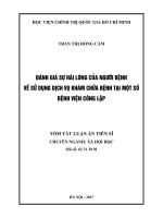 Đánh giá sự hài lòng của người bệnh về sử dụng dịch vụ khám chữa bệnh tại một số bệnh viện công lập (tt) 