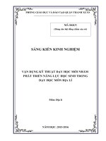 Vận dụng kỹ thuật dạy học mới nhằm phát triển năng lực học sinh trong dạy học môn địa lí 