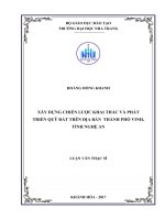 Xây dựng chiến lược khai thác và phát triển quỹ đất trên địa bàn thành phố vinh, tỉnh nghệ an 