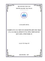 Nghiên cứu các nhân tố ảnh hưởng đến thu nhập của các hộ gia đình ở vùng nông thôn huyện quỳ châu, tỉnh nghệ an 