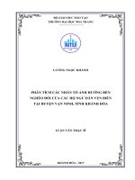 Phân tích các nhân tố ảnh hưởng đến nghèo đói của các hộ ngư dân ven biển tại huyện vạn ninh, tỉnh khánh hòa 