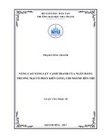 Nâng cao năng lực cạnh tranh của ngân hàng thương mại cổ phần kiên long, chi nhánh bến tre 