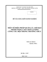 Một số biện pháp quản lý chỉ đạo nhằm nâng cao chất lượng công tác đội TNTP tại trường THCS 