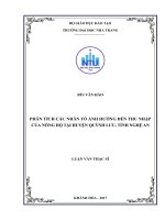 Phân tích các nhân tố ảnh hưởng đến thu nhập của nông hộ tại huyện quỳnh lưu, tỉnh nghệ an 