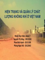 Đề tài 13 hiện trạng và quản lý chất lượng không khí ở Việt Nam