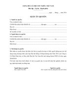 Mẫu giấy ủy quyền tham dự họp Đại hội đồng cổ đông thường niên năm 2016