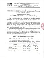 Báo cáo hoạt động năm 2014 và kế hoạch sản xuất kinh doanh năm 2015