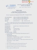 Thông báo về ngày đăng ký cuối cùng để thực hiện quyền tham dự Đại hội đồng cổ đông năm 2017