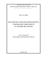 Đảng bộ thị xã chí linh (tỉnh hải dương) lãnh đạo phát triển kinh tế từ năm 2006 đến năm 2015 