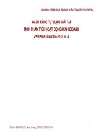 NGÂN HÀNG TỰ LUẬN BÀI TẬP MÔN PHÂN TÍCH HOẠT ĐỘNG KINH DOANH