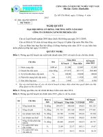 Dự thảo Nghị quyết ĐHĐCĐ năm 2015