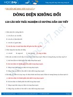 120 câu trắc nghiệm dòng điện không đổi vật lý 11 có đáp án.