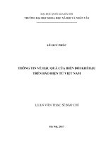 Thông tin về hậu quả của biến đổi khí hậu trên báo điện tử việt nam 