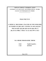 DSpace at VNU: A Critical Discourse Analysis of two speeches on women by Hillary Clinton in 1995 and 2013