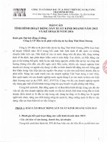 Báo cáo hoạt động năm 2015 và kế hoạch sản xuất kinh doanh năm 2016;
