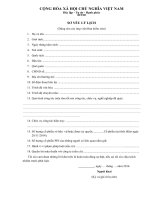 Mẫu sơ yếu lý lịch ứng viên BKS