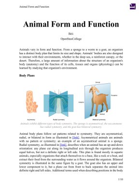 Animal Form and Function