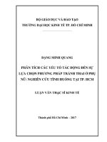 Phân tích các yếu tố tác động đến sự lựa chọn phương pháp tránh thai ở phụ nữ nghiên cứu tình huống tại tp  hồ chí minh