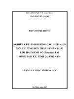 NGHIÊN CỨU ẢNH HƯỞNG CÁC ĐIỀU KIỆN MÔI TRƯỜNG ĐẾN THÀNH PHẦN LOÀI  LỚP HAI MẢNH VỎ