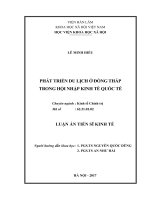 Phát triển du lịch ở Đồng Tháp trong hội nhập kinh tế quốc tế (LA tiến sĩ)